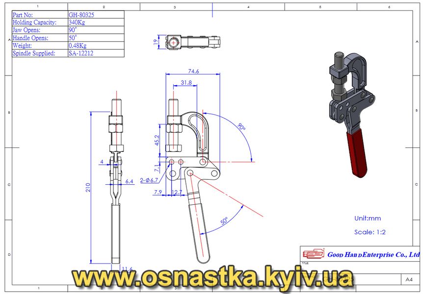 GH-80325 F-подібний перекидний ексцентриковий затиск Good Hand (оригинал) GH-80325 фото